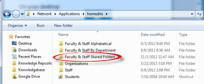 Faculty & Staff Shared Folders