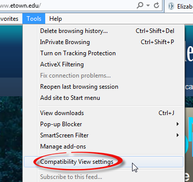 Select Compatibility View Settings